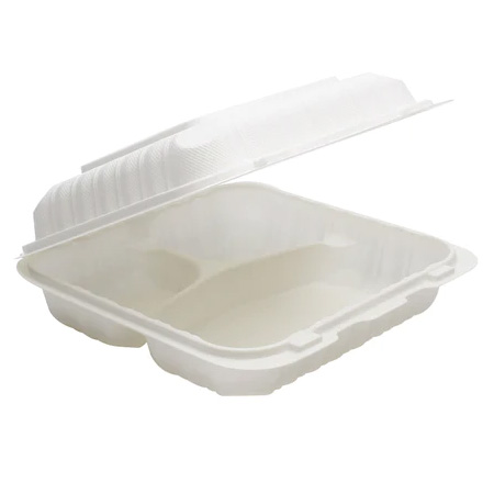 EP83-8x8 3 Compartment Microwavable PP Square Clamshell Food Container