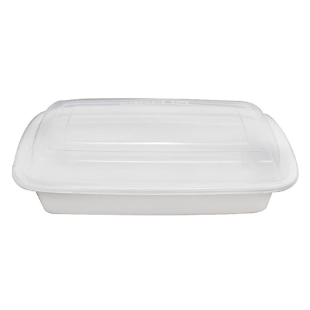 F-9628 TD 28oz Microwaveable PP Rectangular Container With Lid 150 Sets
